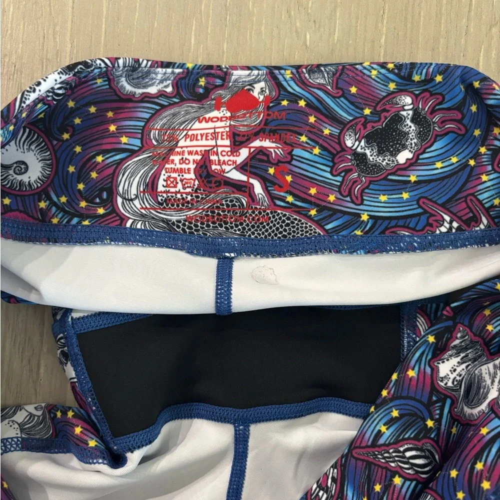 Wodbottom Vibrant Mermaid Pattern Women's Bike Shorts - Picture 3 of 5